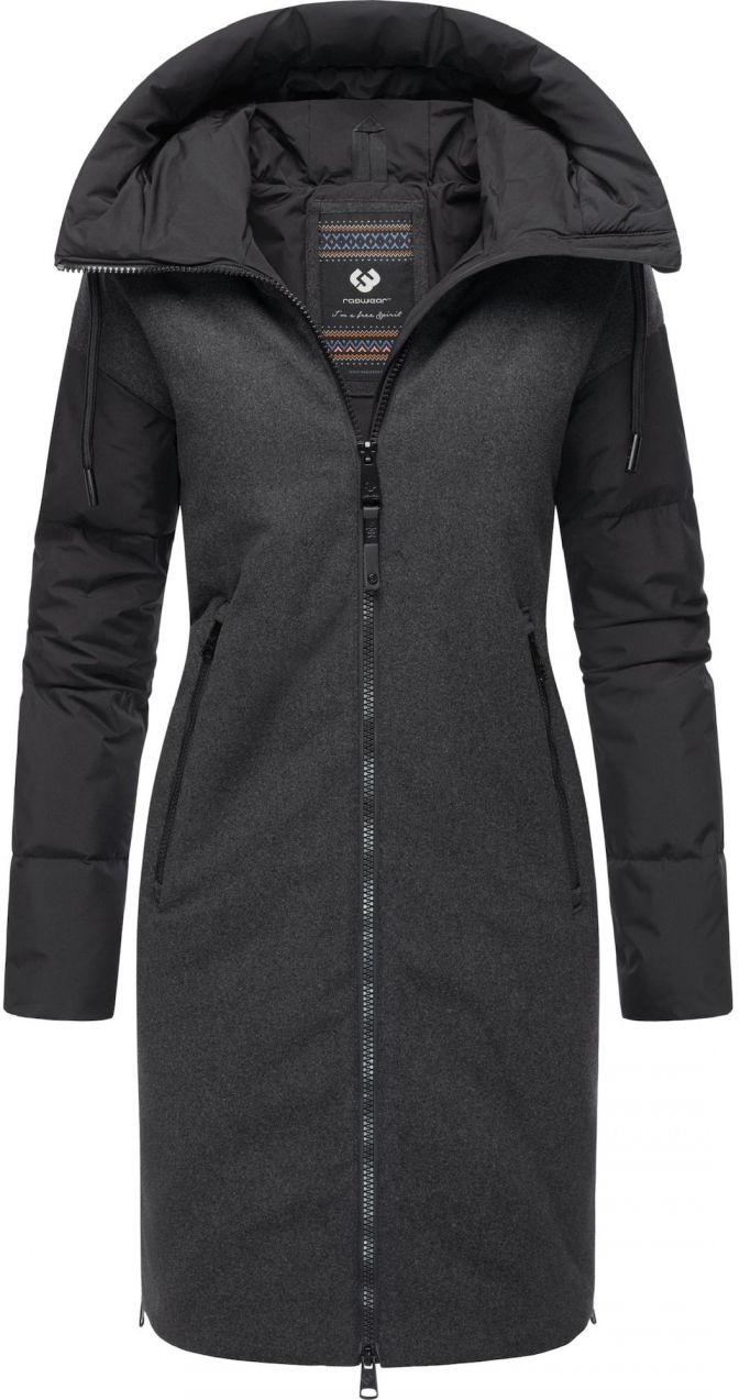 Ragwear Zimný kabát 'Jumana'  čierna / čierna melírovaná