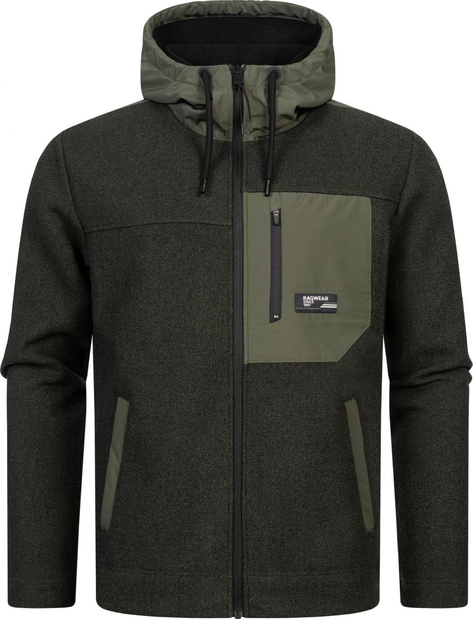 Ragwear Flisová bunda 'Brodney'  zelená / olivová / čierna