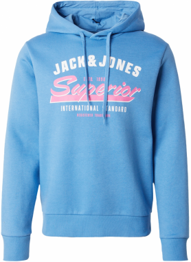 JACK & JONES Mikina  svetlomodrá / ružová / biela