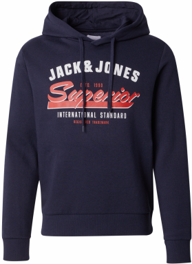 JACK & JONES Mikina  námornícka modrá / krvavo červená / biela