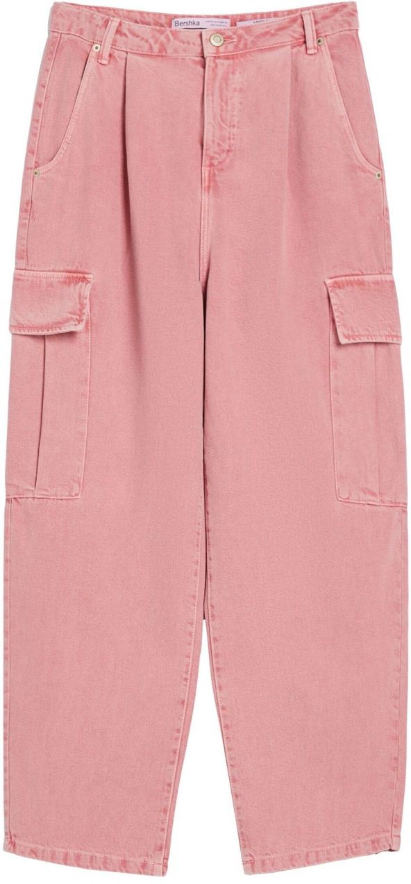 Bershka Rifľové kapsáče  staroružová