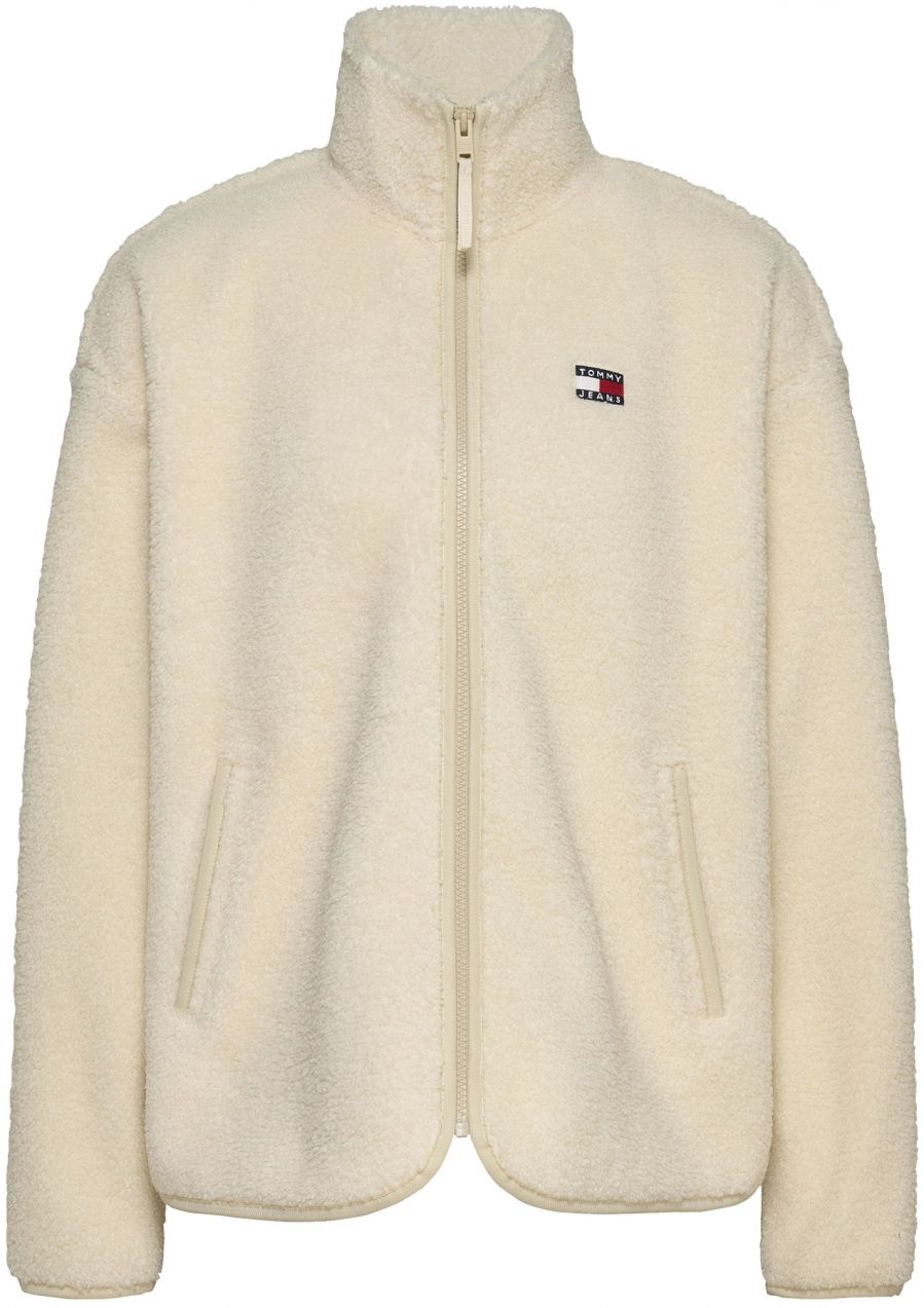 Tommy Jeans Flisová bunda  žltohnedá / námornícka modrá / tmavočervená / biela