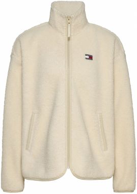 Tommy Jeans Flisová bunda  žltohnedá / námornícka modrá / tmavočervená / biela