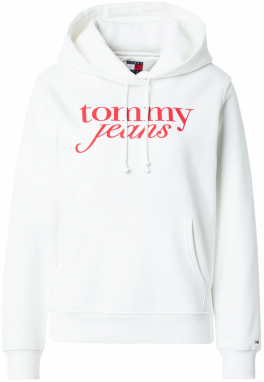 Tommy Jeans Mikina 'ESS'  červená / biela
