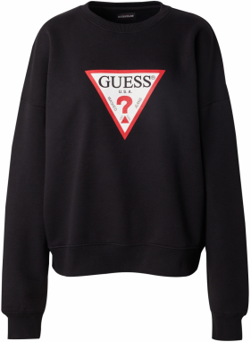 GUESS JEANS Mikina 'ICONIC'  červená / čierna / biela
