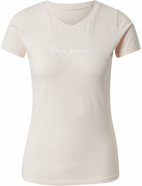 Pepe Jeans Tričko 'New Virginia'  púdrová / biela