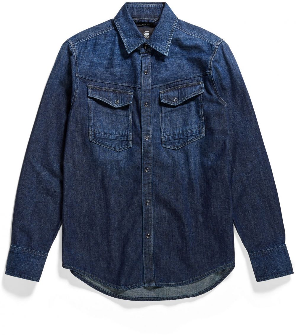 G-STAR Košeľa  modrá denim