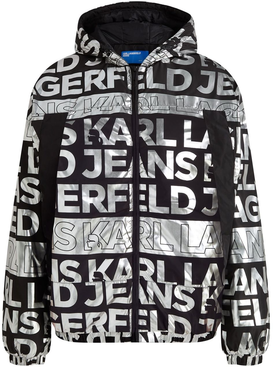 KARL LAGERFELD JEANS Prechodná bunda  čierna / strieborná