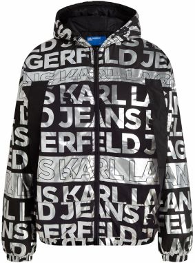 KARL LAGERFELD JEANS Prechodná bunda  čierna / strieborná