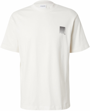 SELECTED HOMME Tričko 'SLHRELAXSAXON'  čierna / prírodná biela
