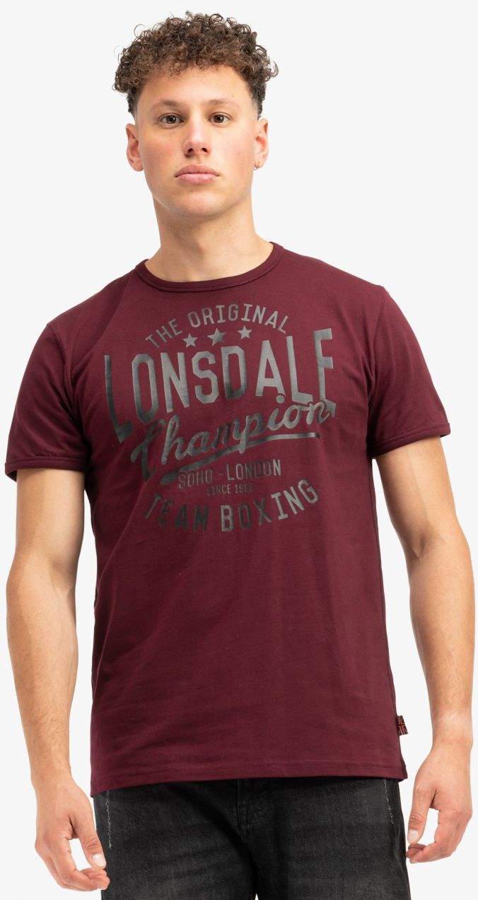 LONSDALE Tričko 'HAREHILLS'  antracitová / tmavočervená