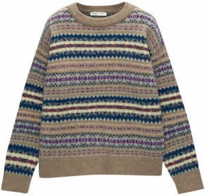Pull&Bear Sveter  krémová / námornícka modrá / svetlohnedá / orchideová