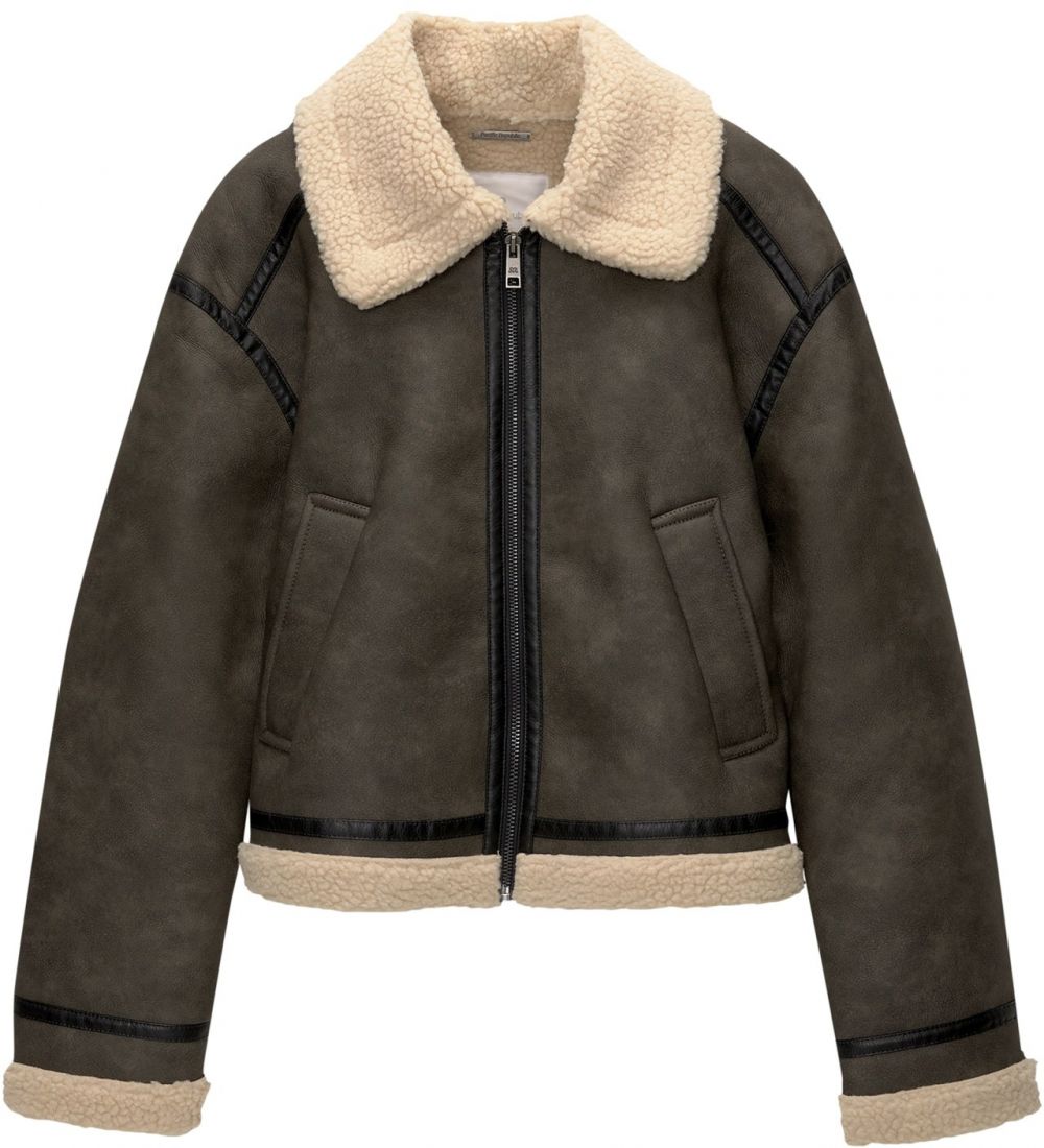 Pull&Bear Prechodná bunda  béžová / tmavohnedá