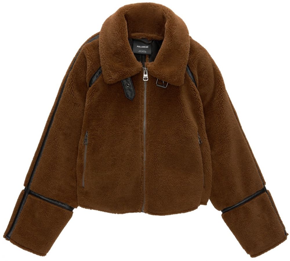 Pull&Bear Prechodná bunda  tmavohnedá / čierna
