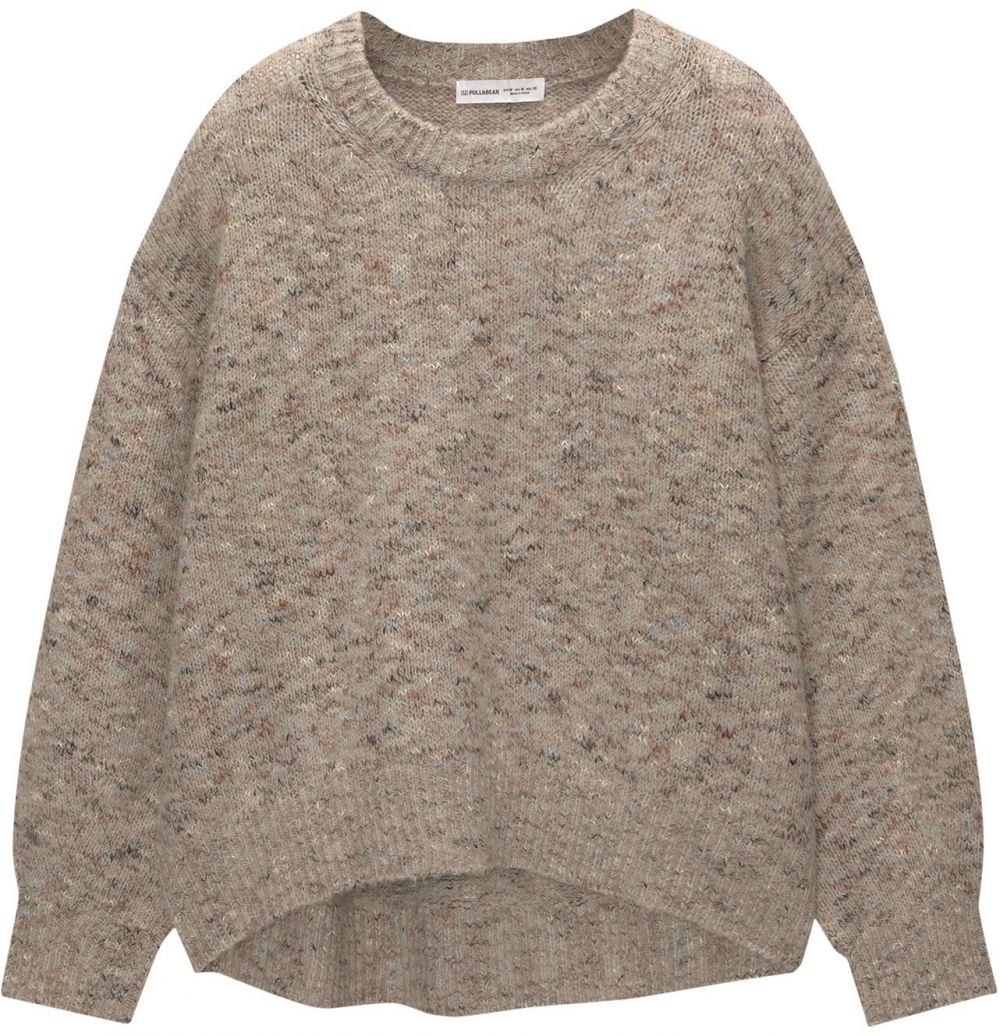Pull&Bear Sveter  hnedá / sivá melírovaná