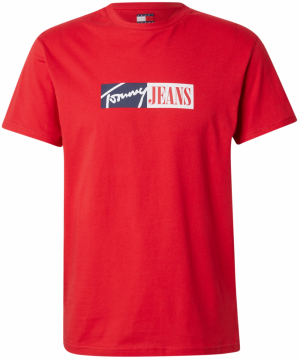 Tommy Jeans Tričko  tmavomodrá / jasne červená / biela
