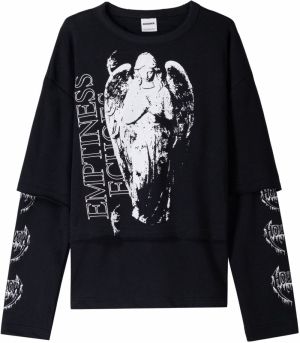 Bershka Mikina  čierna / biela