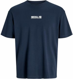JACK & JONES Tričko 'JORSeoul'  béžová / námornícka modrá / pastelovo červená