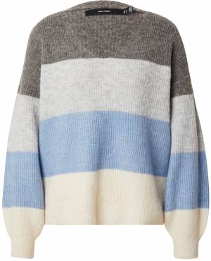 VERO MODA Sveter 'VMDEsma'  krémová / svetlomodrá / svetlosivá / sivá melírovaná