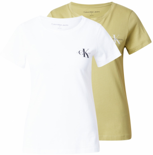 Calvin Klein Jeans Tričko  svetlozelená / čierna / biela