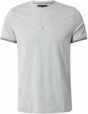 TOMMY HILFIGER Tričko  tmavomodrá / sivá melírovaná / biela