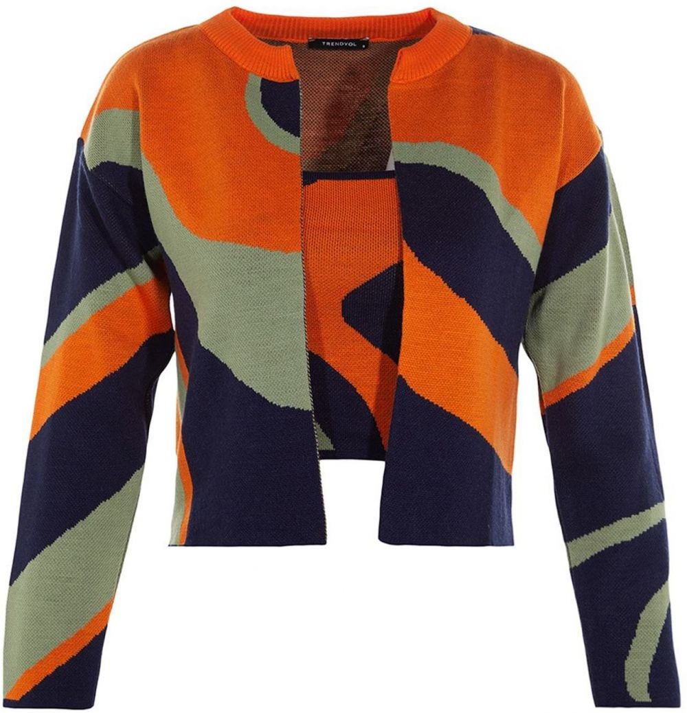 Trendyol Kardigán  námornícka modrá / jablková / oranžová