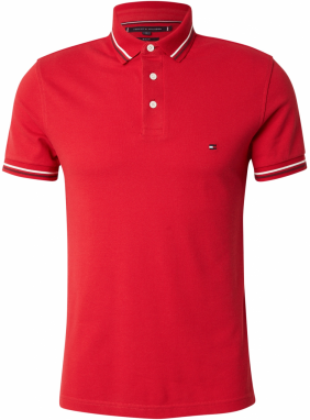 TOMMY HILFIGER Tričko  červená / vínovo červená / biela