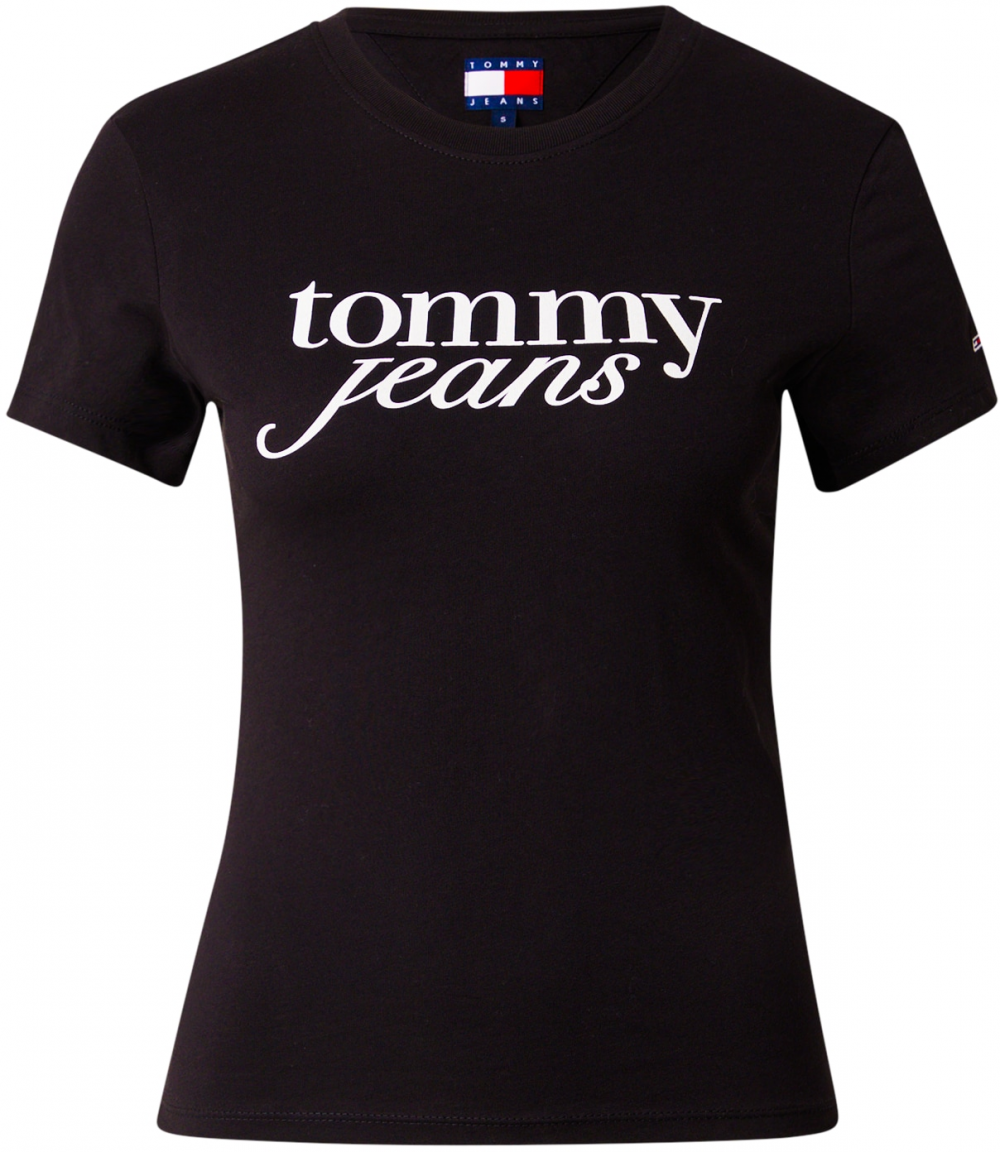 Tommy Jeans Tričko 'Essential'  čierna / biela