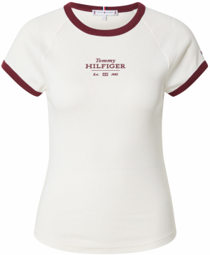TOMMY HILFIGER Tričko 'Ringer'  béžová / tmavočervená
