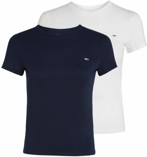 Tommy Jeans Tričko  námornícka modrá / šedobiela