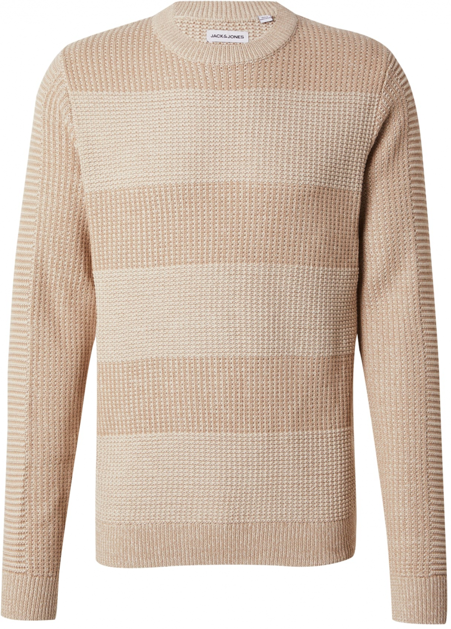 JACK & JONES Sveter 'HUGO'  béžová / tmavobéžová