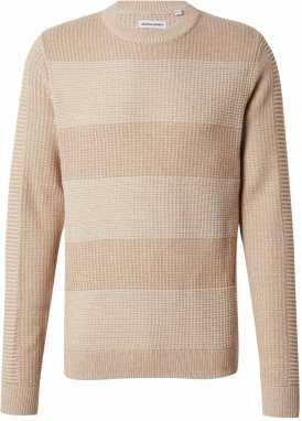 JACK & JONES Sveter 'HUGO'  béžová / tmavobéžová