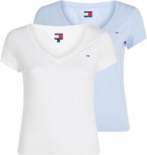 Tommy Jeans Tričko  svetlomodrá / biela