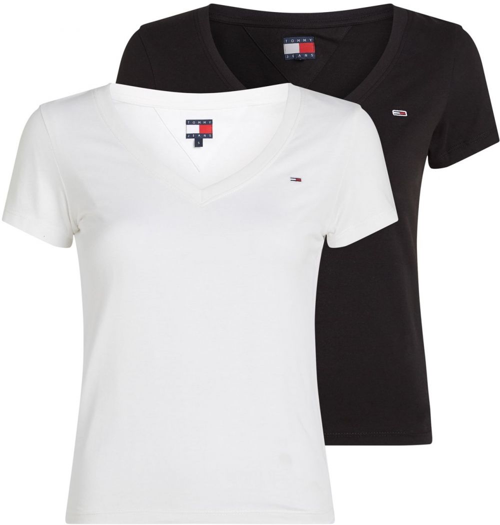 Tommy Jeans Tričko  čierna / biela