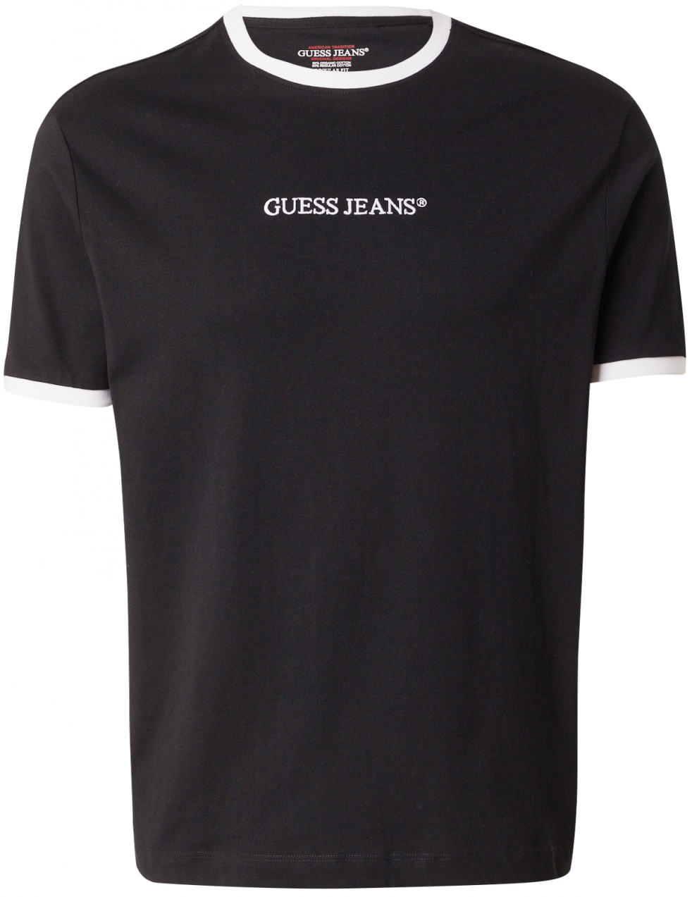 GUESS JEANS Tričko  čierna / biela