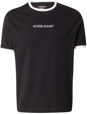 GUESS JEANS Tričko  čierna / biela