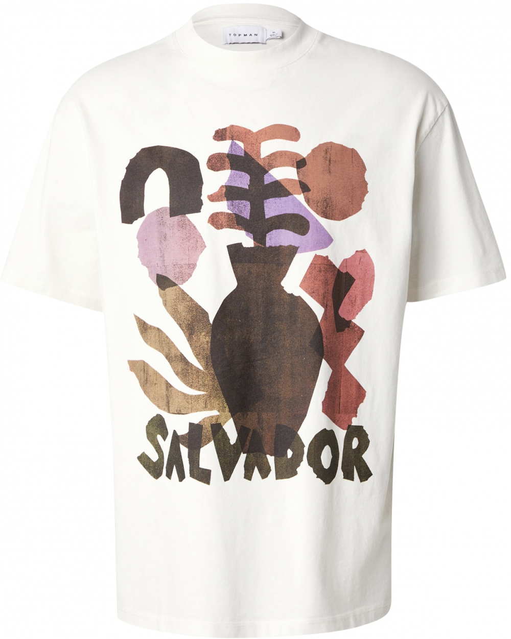 TOPMAN Tričko  tmavohnedá / olivová / svetlofialová / biela
