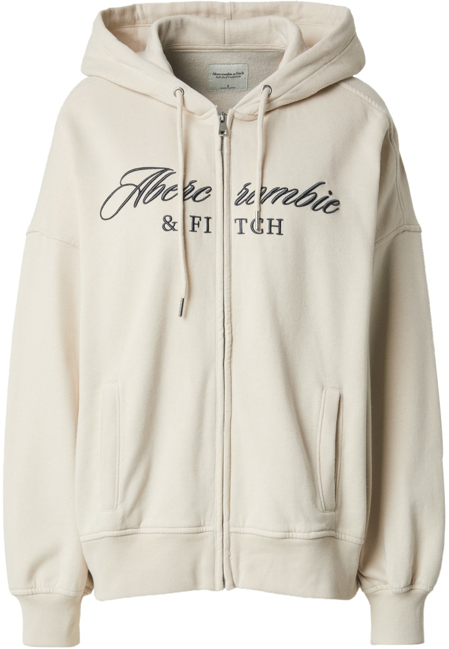 Abercrombie & Fitch Tepláková bunda 'LONG LIFE'  sivobéžová / tmavosivá