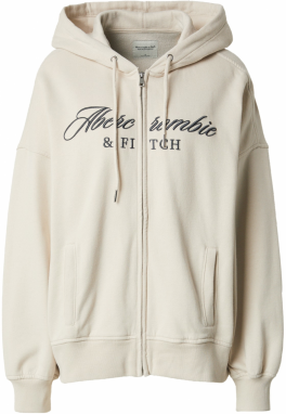 Abercrombie & Fitch Tepláková bunda 'LONG LIFE'  sivobéžová / tmavosivá