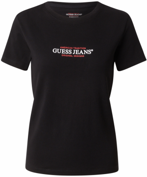 GUESS JEANS Tričko  krvavo červená / čierna / biela