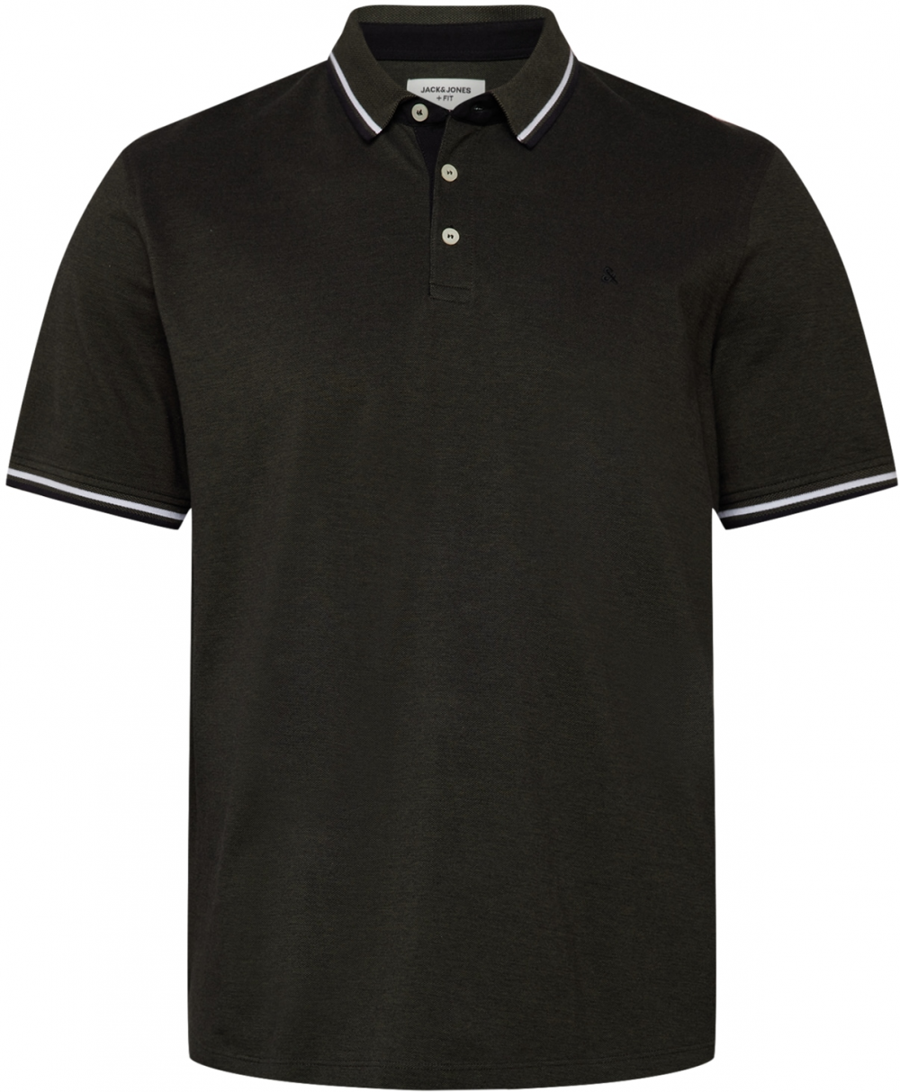 Jack & Jones Plus Tričko 'JJEPaulos'  jedľová / biela