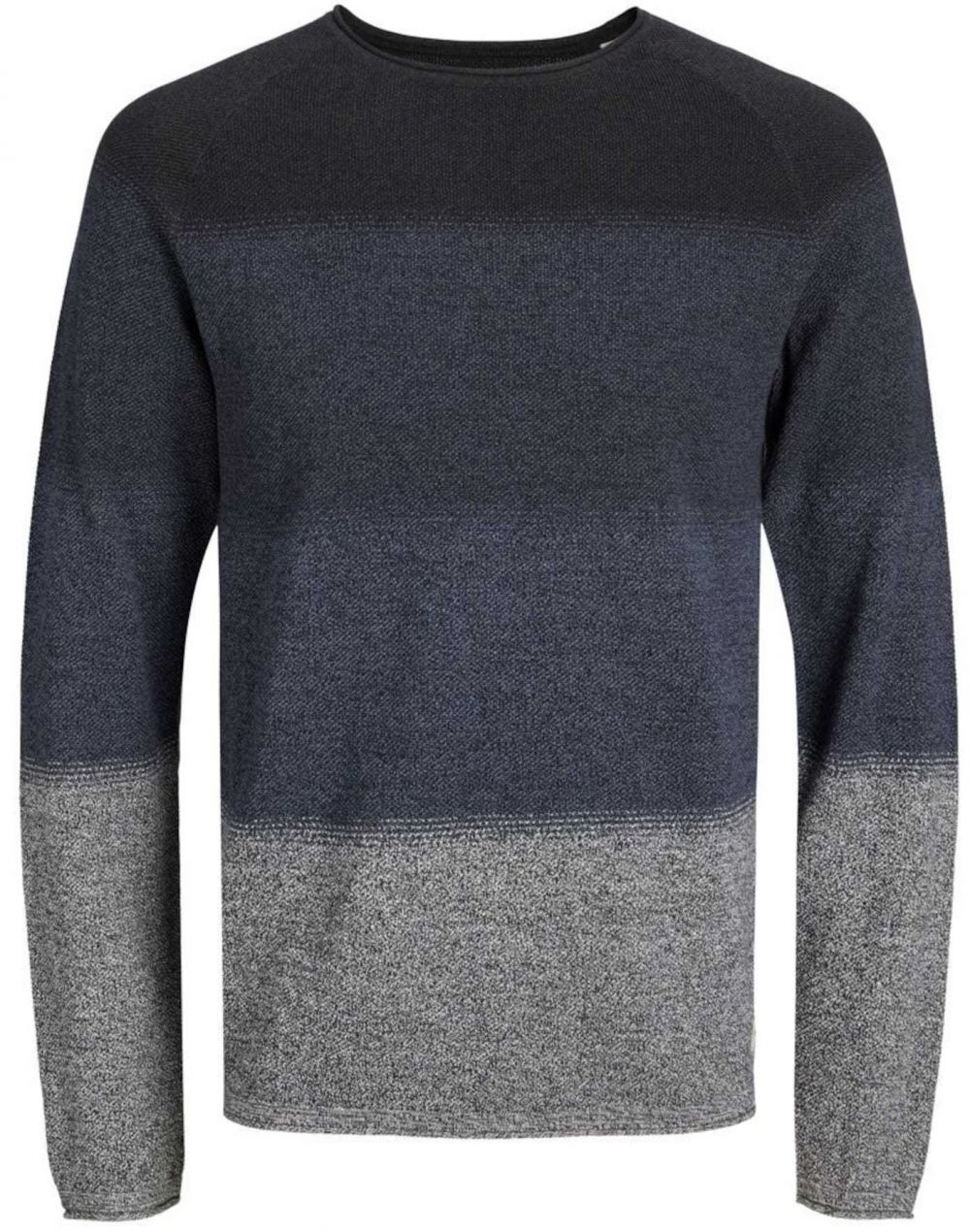 JACK & JONES Sveter 'JJEHill'  námornícka modrá / tmavomodrá / sivá / čierna