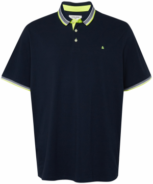 Jack & Jones Plus Tričko 'JJEPAULOS'  námornícka modrá / neónovo žltá / biela