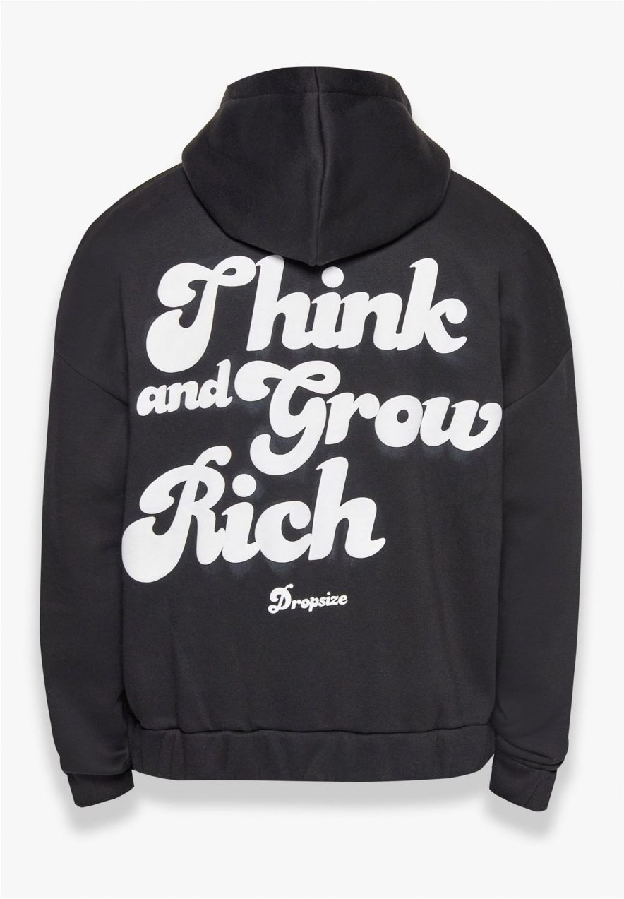 Dropsize Tepláková bunda 'Heavy Grow Rich'  čierna / biela