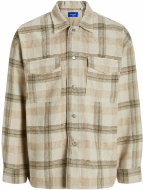 JACK & JONES Prechodná bunda 'JORVesterbro'  béžová / olivová / biela ako vlna