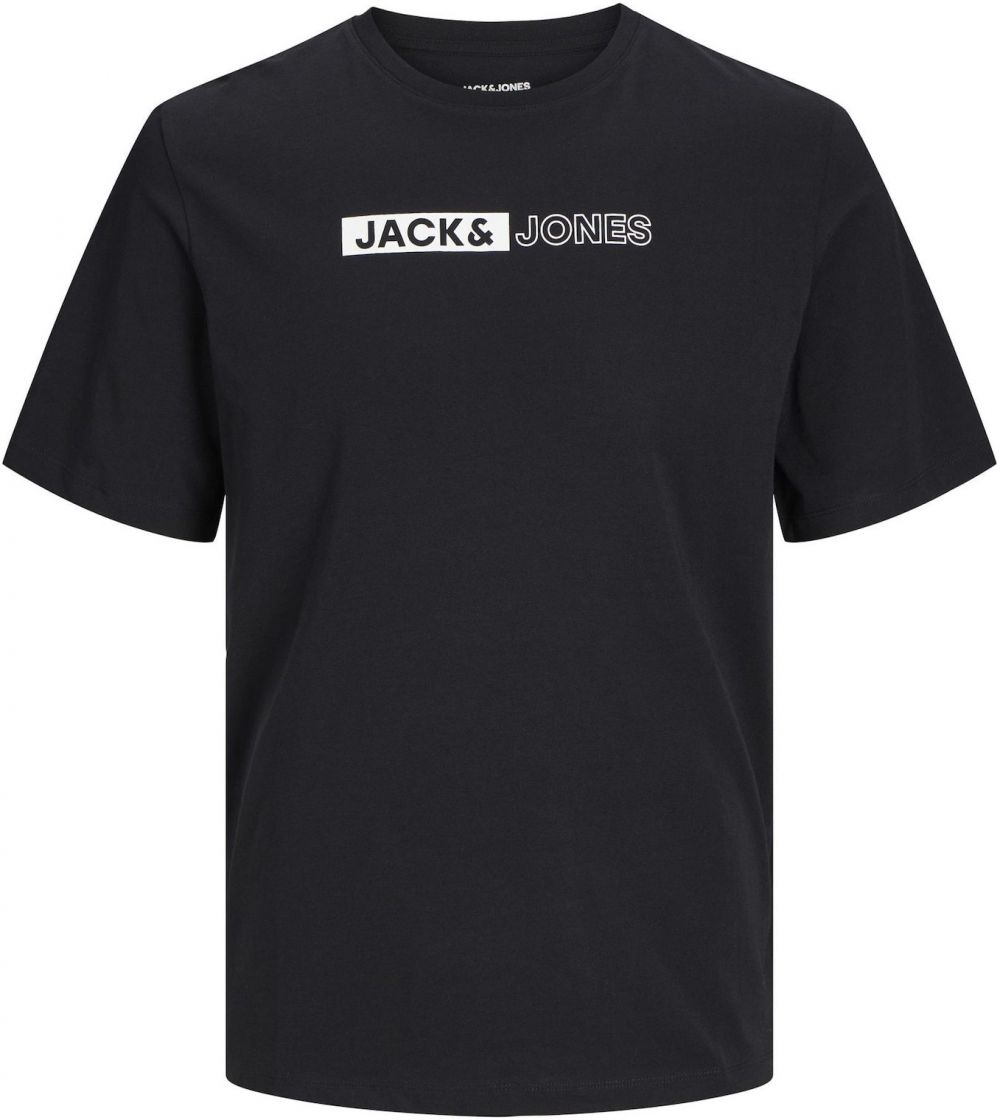 Jack & Jones Plus Tričko 'JJECORP'  čierna / biela