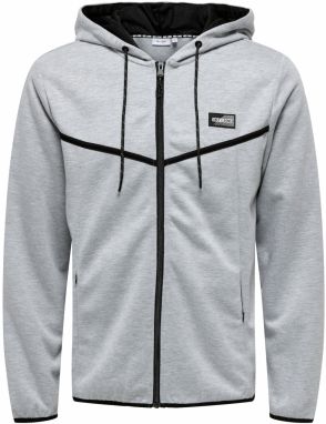 Only & Sons Tepláková bunda 'ONSLiam'  sivá melírovaná / čierna