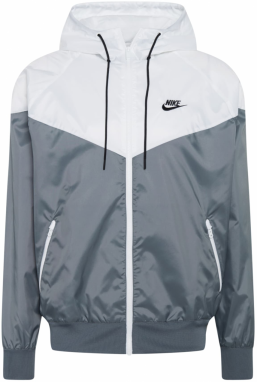 Nike Sportswear Prechodná bunda 'Heritage Essentials'  svetlosivá / tmavosivá / biela