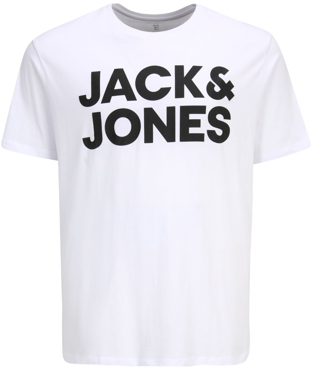 Jack & Jones Plus Tričko 'JJECORP'  čierna / biela