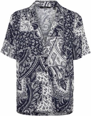 VERO MODA Blúzka 'Ebba Anna'  krémová / námornícka modrá